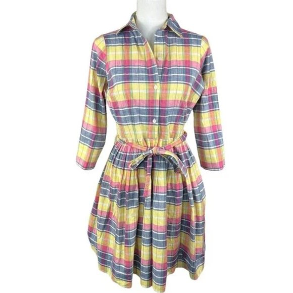 Lands End Madras Plaid Shirtdress - Picture 2 of 8